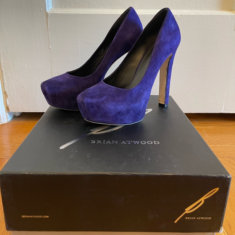 Brian Atwood Savita Purple Suede Heels | Size 6.5